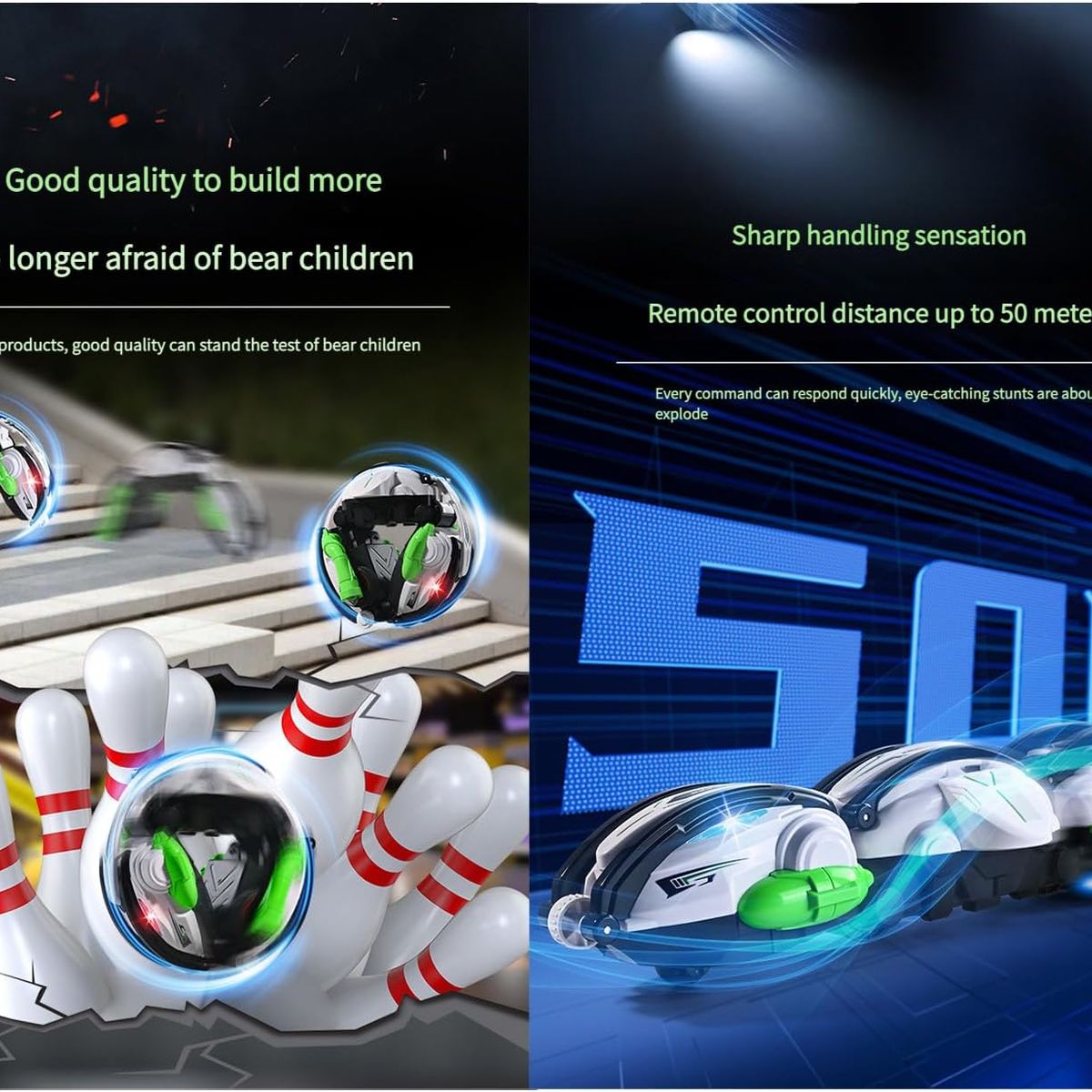 GENERICO - Auto Control Remoto Stunt 360° Auto Transformable Pelota Luces Led