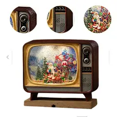 MOVI - Caja Musical Navideña TV Vintage con Luz y Música