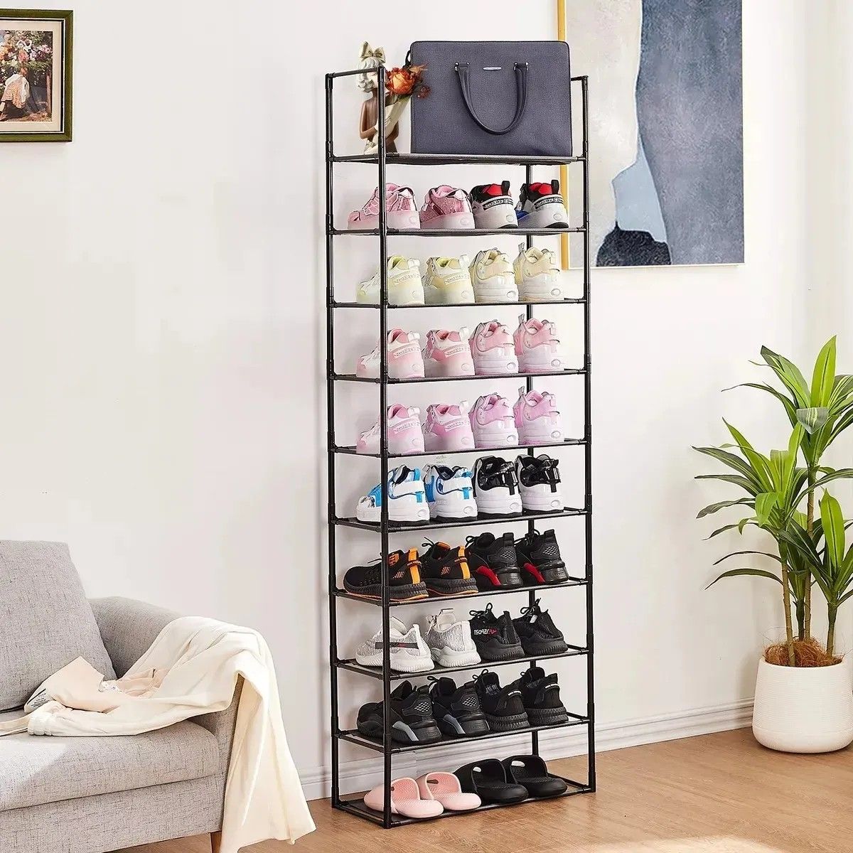 GENERICO - Zapatero Organizador De Zapatos 10 Pisos 20-30 Pares Negro - Negro