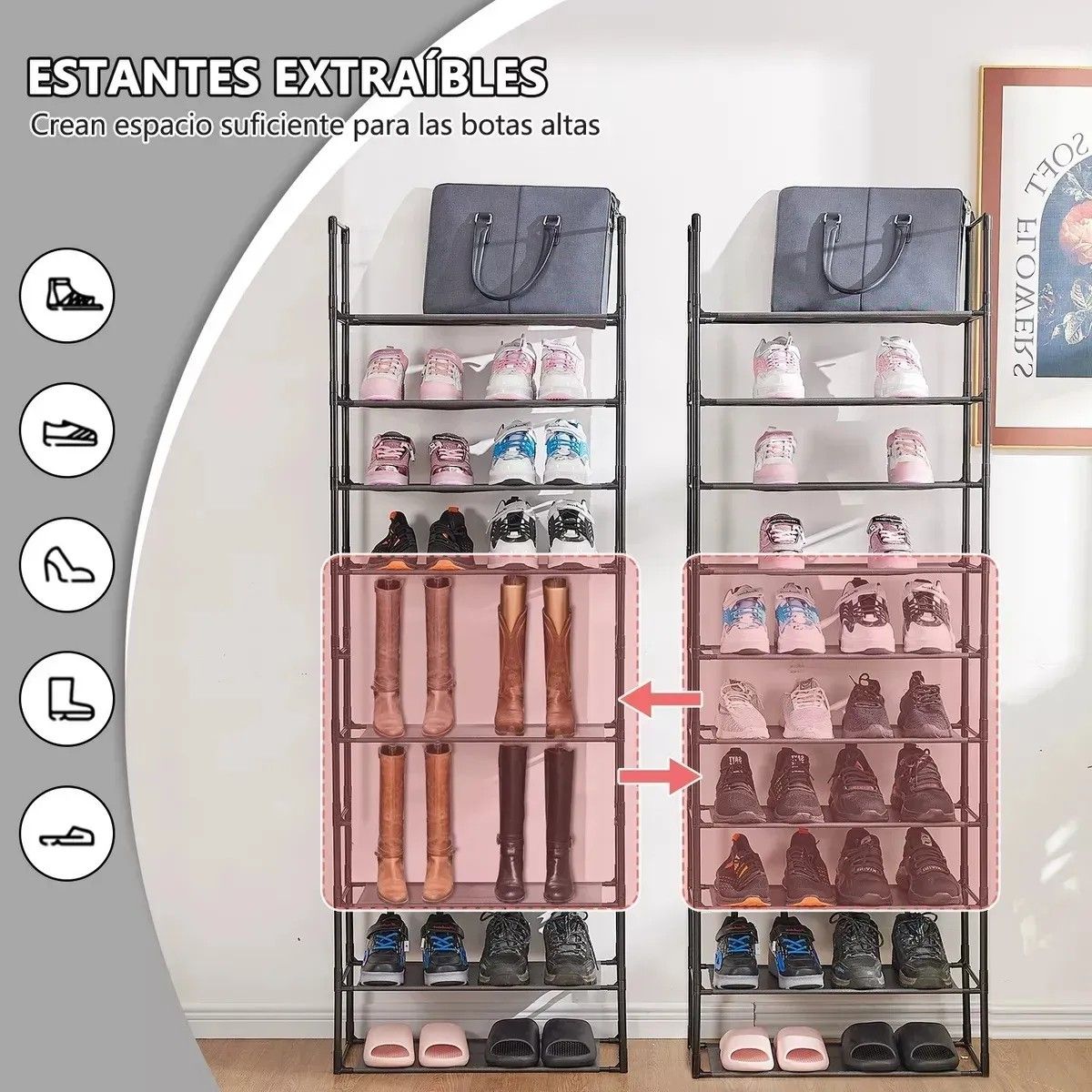 GENERICO - Zapatero Organizador De Zapatos 10 Pisos 20-30 Pares Negro - Negro