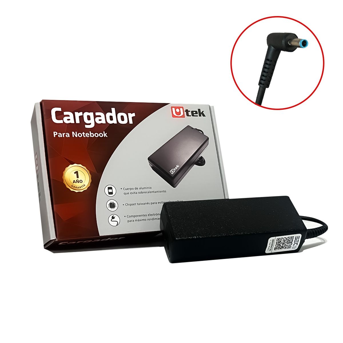 UTEK - Cargador Notebook Compatible HP 195v 462A Certificado UT-HP90 Punta Azul
