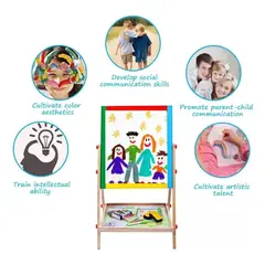 GENERICO - Pizarra Atril Para Niño Magnetica Doble tizaplumón - Madera