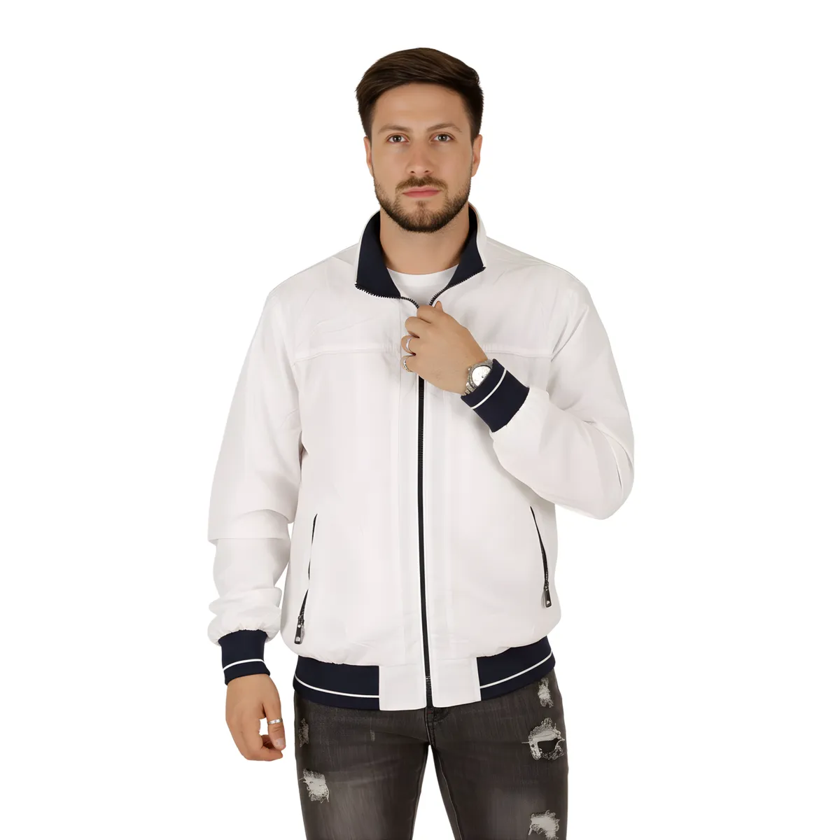 D'JOE - Cortavientos Impermeable Hombre Sin Gorro