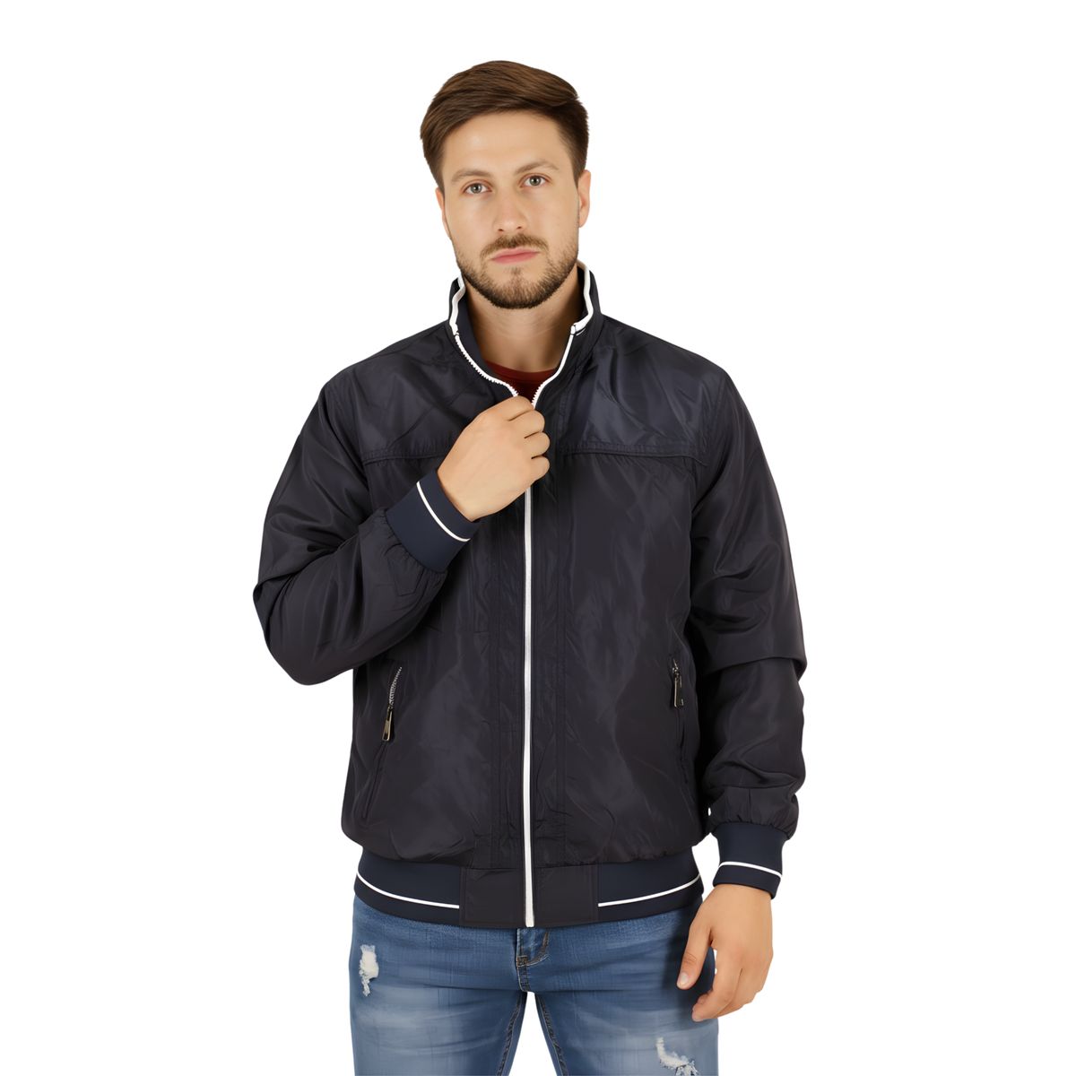D'JOE - Cortavientos Impermeable Hombre Sin Gorro
