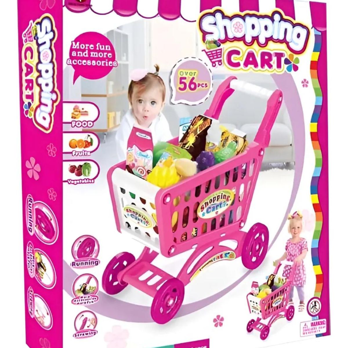 GENERICO - Carrito De Compras Supermercado Juguete Para Niños 56pcs