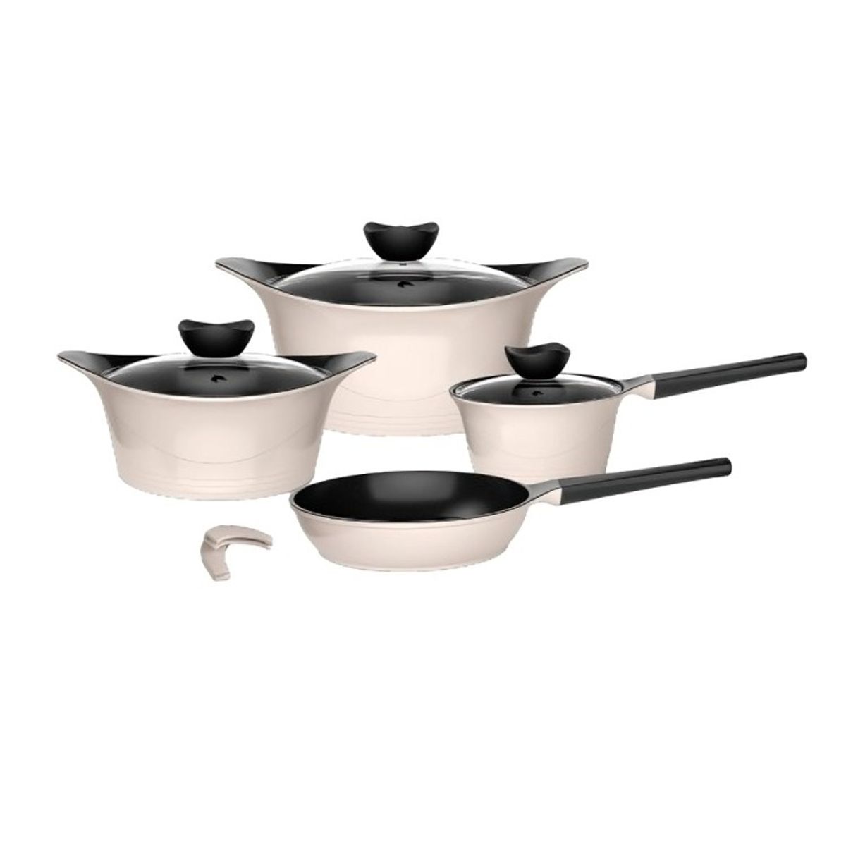 GENERICO - Batería Cocina Aluminio Fundido 7 piezas Fortis Beige