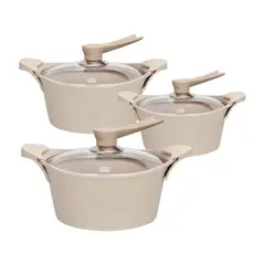 BOHLIER - Batería Cocina 6 Piezas Aluminio Fundido Beige 2.0