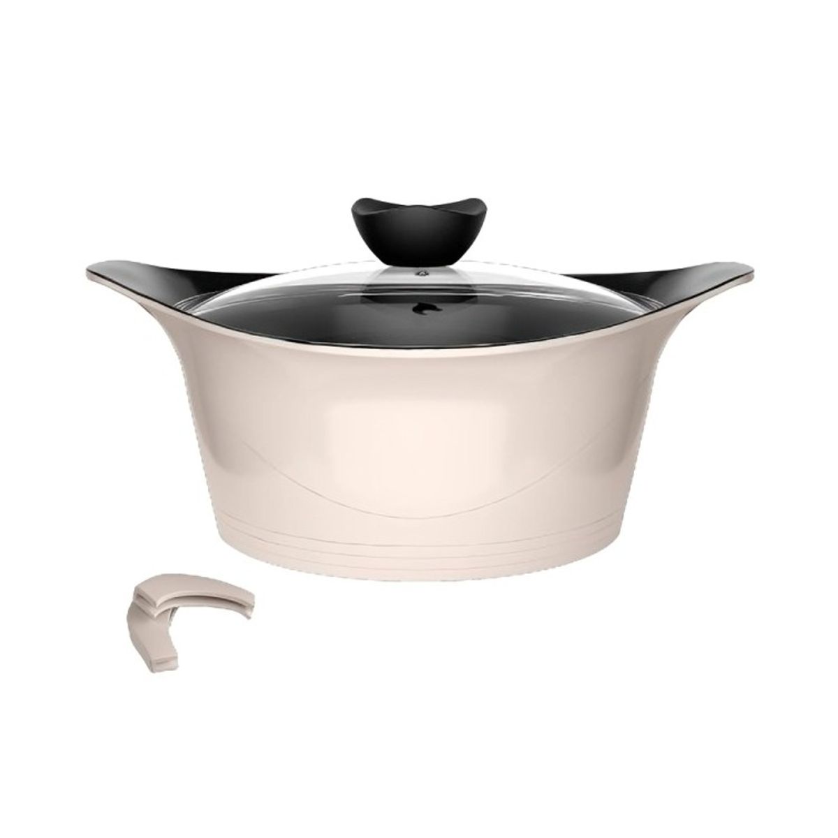 GENERICO - Batería Cocina Aluminio Fundido 7 piezas Fortis Beige