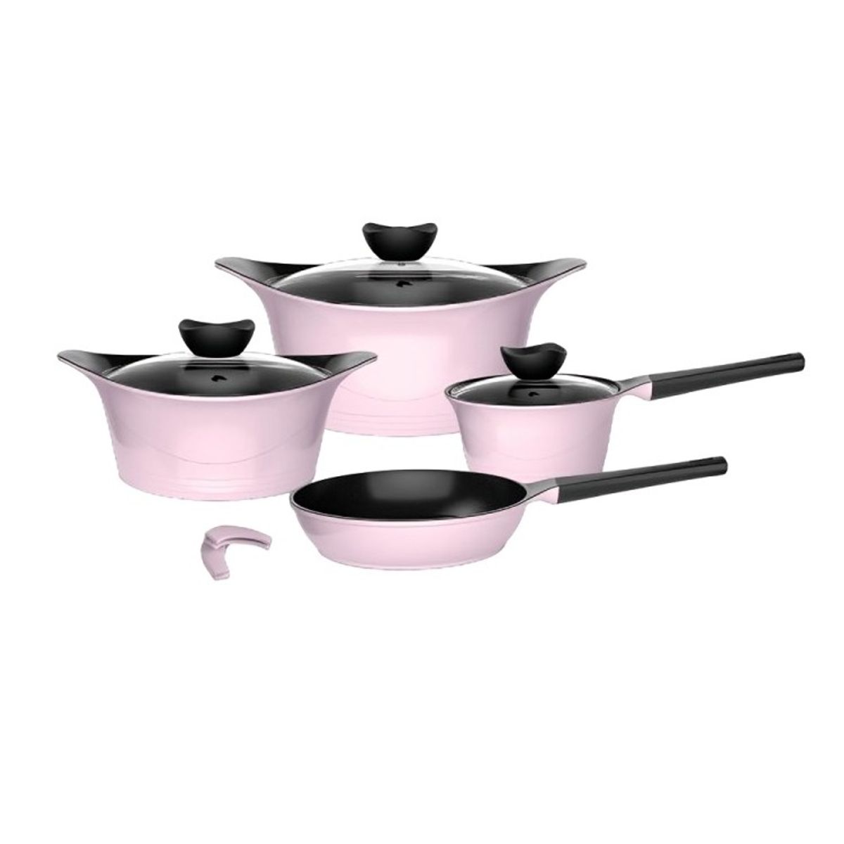 GENERICO - Batería Cocina Aluminio Fundido 7 piezas Fortis Pink
