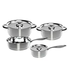 GENERICO - Batería de Cocina 7 Piezas Acero Inoxidable 450-7SS