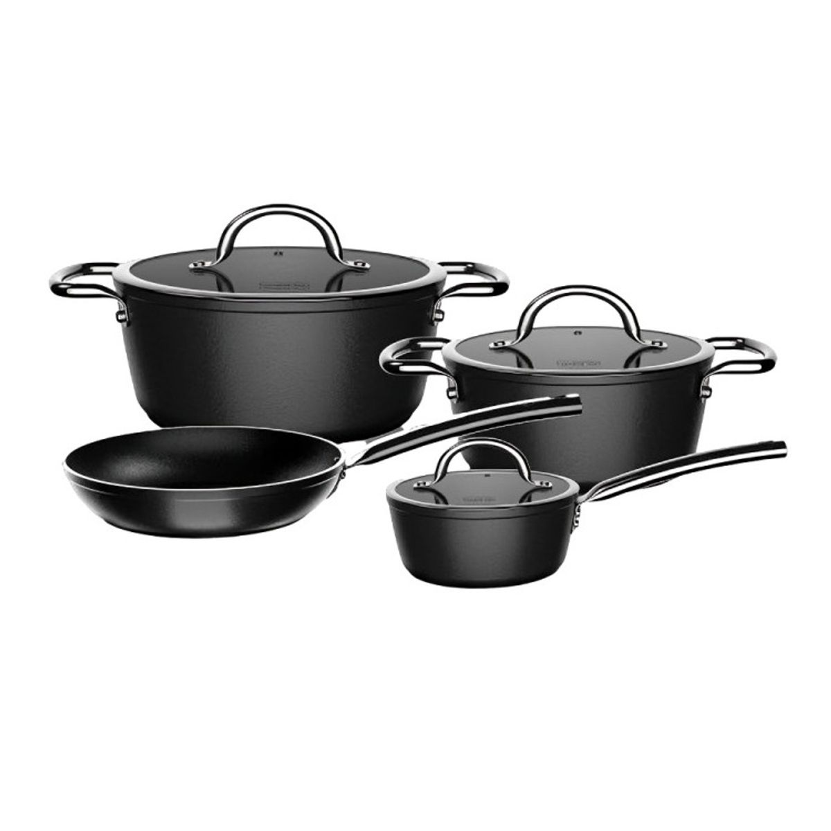 WENS - Batería de Cocina 7 Piezas Aluminio Forjado Snap-On White