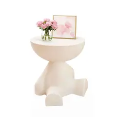 GENERICO - EL GUARDIÁN SENTADO MESA DE ARRIMO ESCULTURAL BLANCO INVIERNO