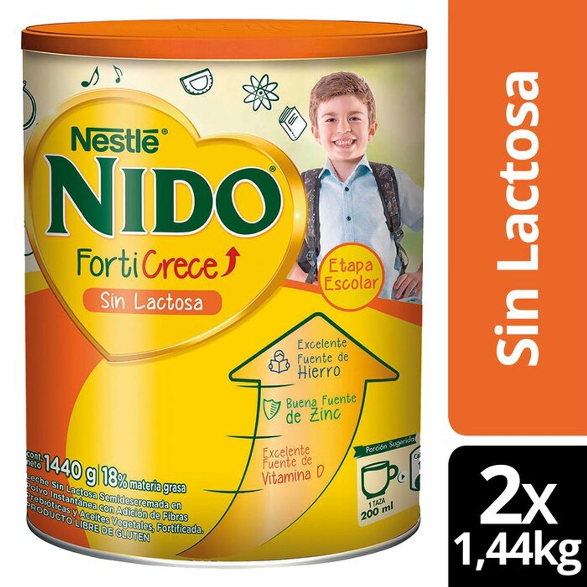 NIDO - Leche NIDO Forticrece SinLactosa 1440g X2 Tarros