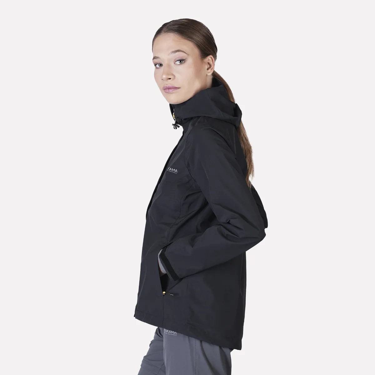 ATAKAMA OUTDOOR - Chaqueta Impermeable Mujer Frontera Thinline Negra Atakama Outdoor