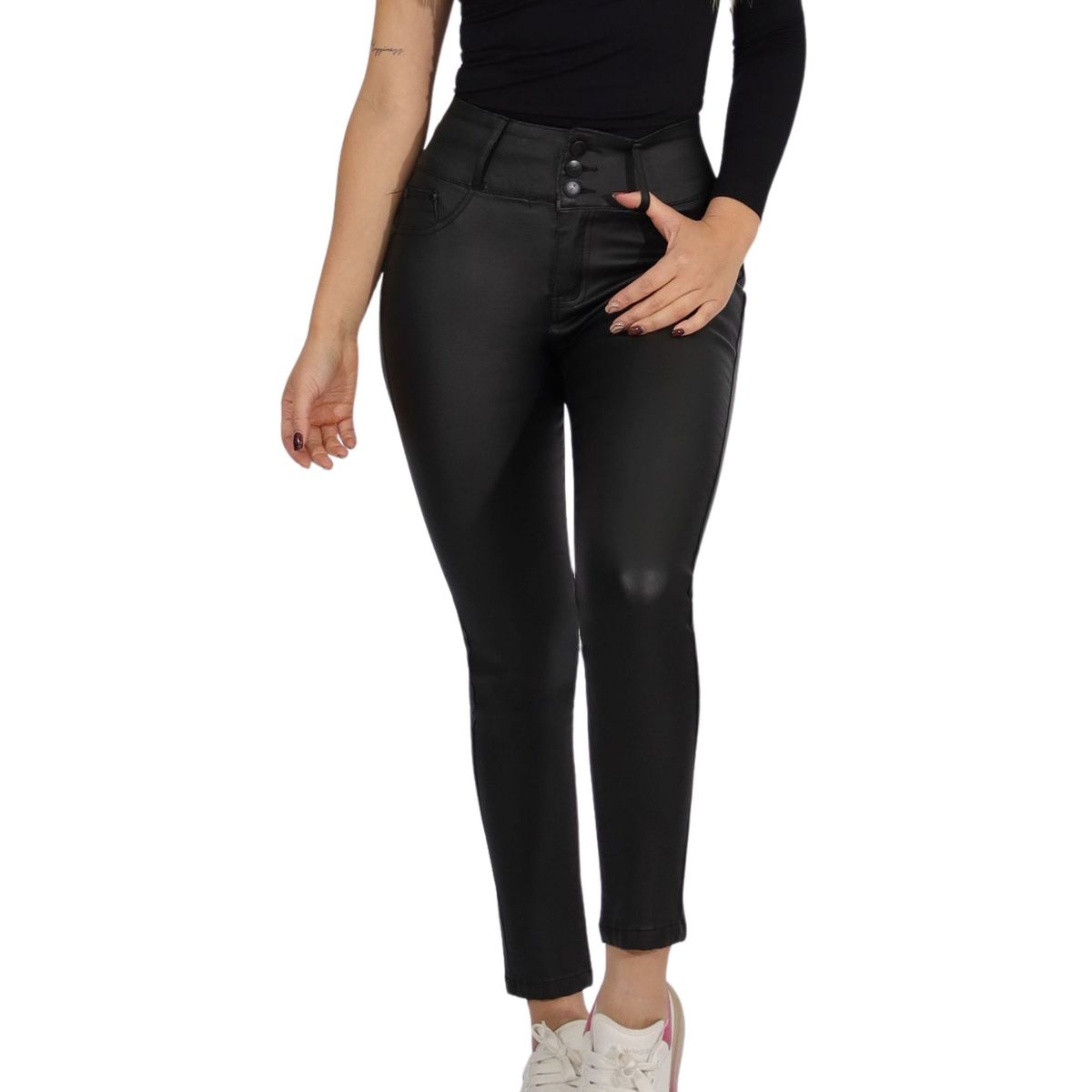 GENERAL - Jeans Mujer Ecocuero Negro J9906