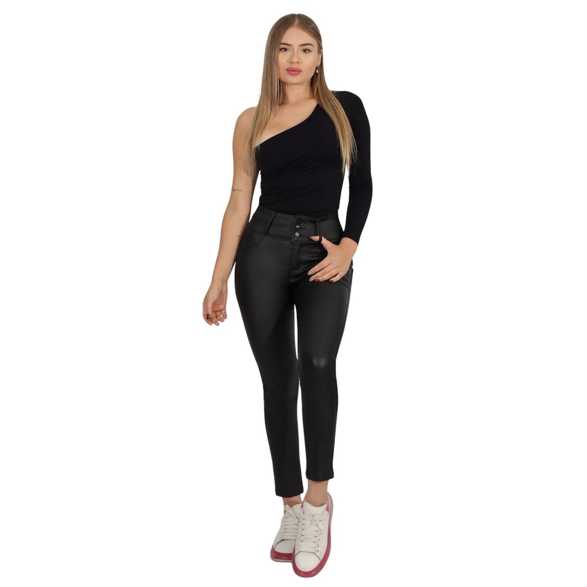 GENERAL - Jeans Mujer Ecocuero Negro J9906