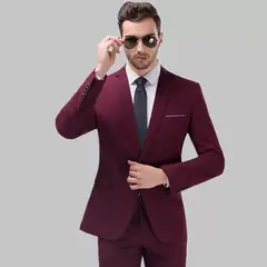XPRESS RECHARGE - Traje de Hombre Color Burdeos Elegante Slim Fit