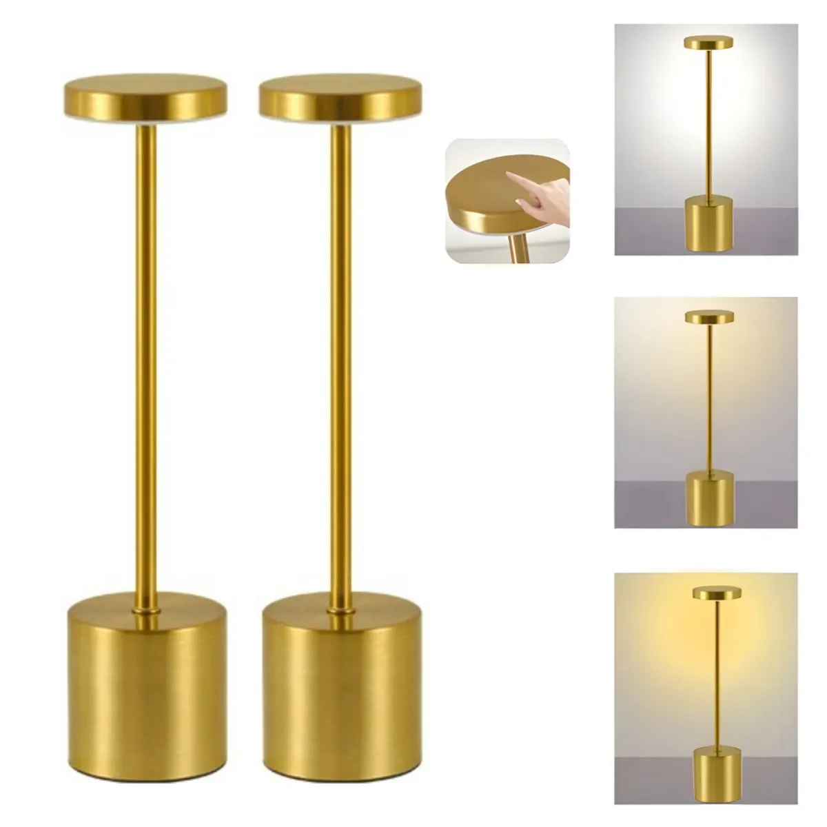 KINDA NICE - 2pc Lámpara De Mesa Recargable Lámpara Inalámbrica Lampara