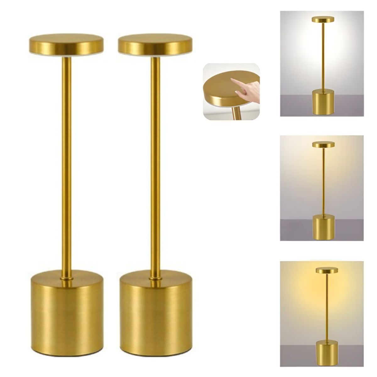 KINDA NICE - 2pc Lámpara De Mesa Recargable Lámpara Inalámbrica Lampara