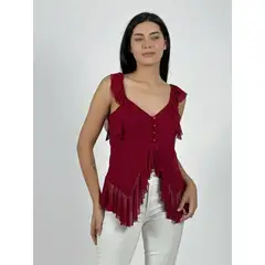 ENIGMATICA BOUTIQUE - Polera Boho Abotonada con Vuelos