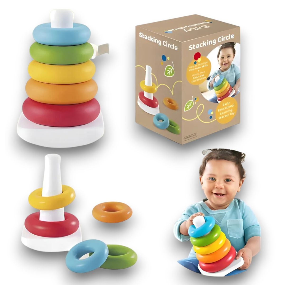 GENERAL - Juego Educativo Pila de Aritos TORRE ARCOIRIS APILAR