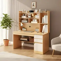 VIDITA - Escritorio Biblioteca Con Estanteria 120x162cm Cajón Gabinete Oficina