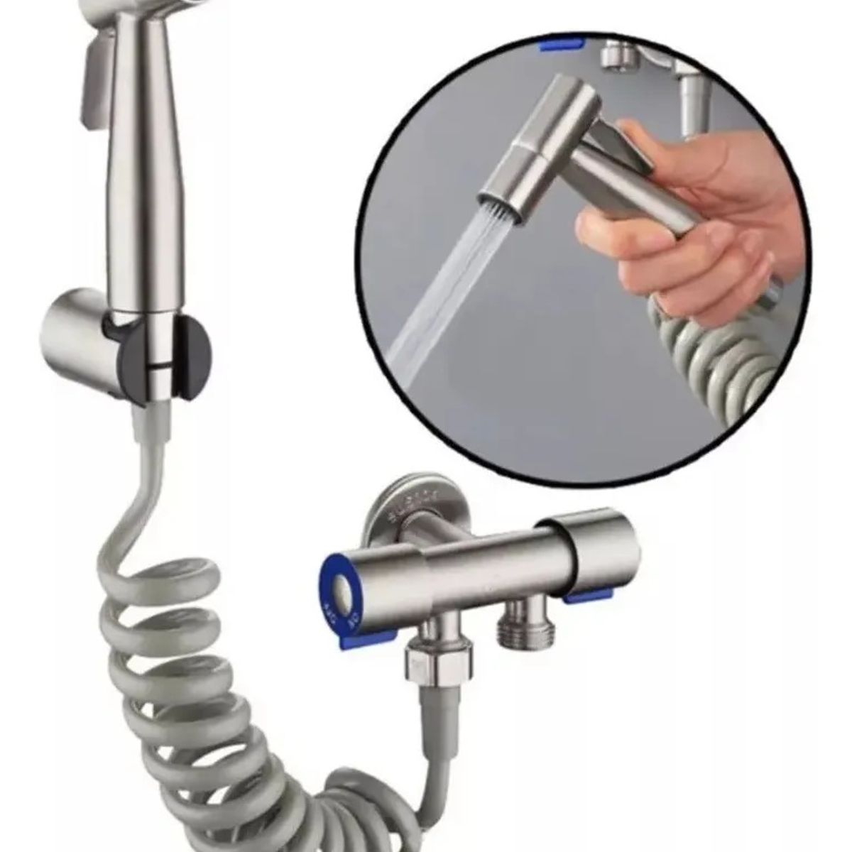 KUANGYE - Bidet PulverizadorJuego Completo Llave Bidet Ducha Acero Inoxidable de Alta Calidad para Inodoro