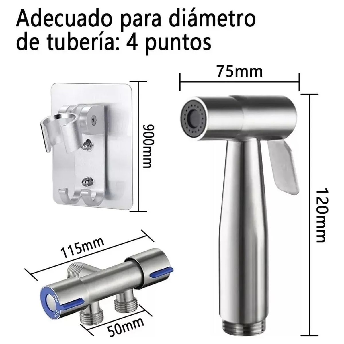 KUANGYE - Bidet PulverizadorJuego Completo Llave Bidet Ducha Acero Inoxidable de Alta Calidad para Inodoro