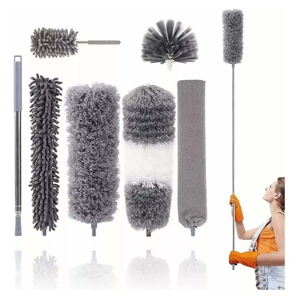 KUANGYE - Plumero Retractil Microfibra Techo Extensión Limpiador Polvo
