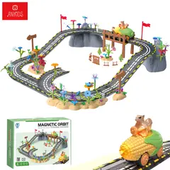 ANIKIDS - Pista De Auto Bloque Magnético Juguete Armable Niños 153 Pcs