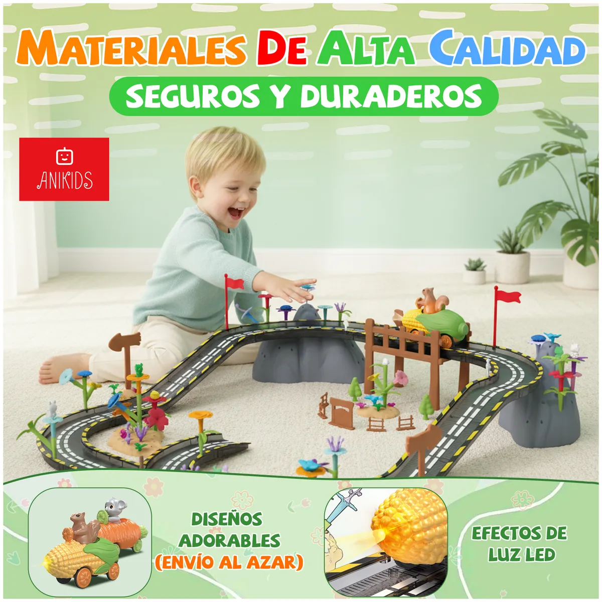 ANIKIDS - Pista De Auto Bloque Magnético Juguete Armable Niños 153 Pcs