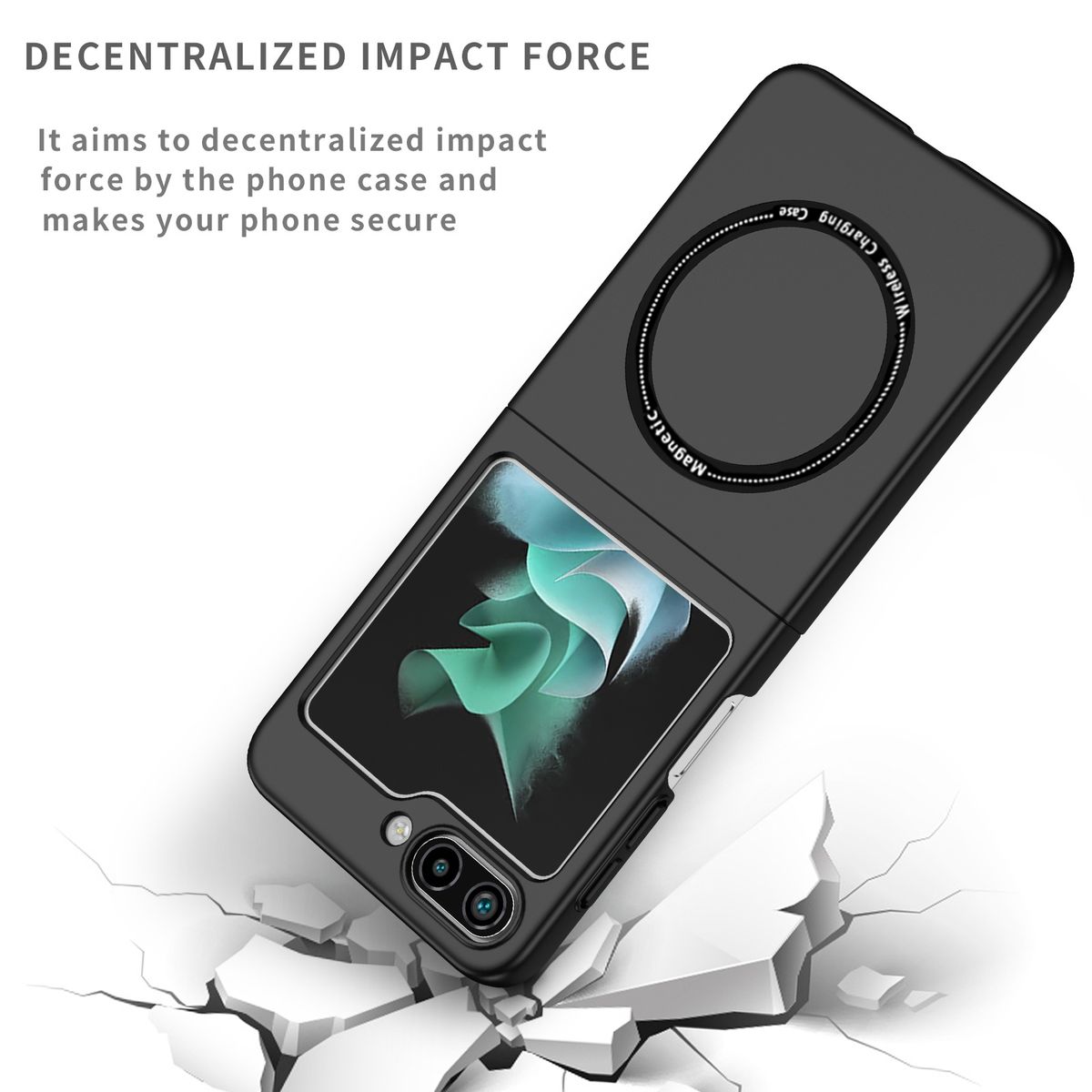 RENVMEXY - Funda Magnética para Galaxy Z Flip 5 Compatible con Carga Inalámbrica