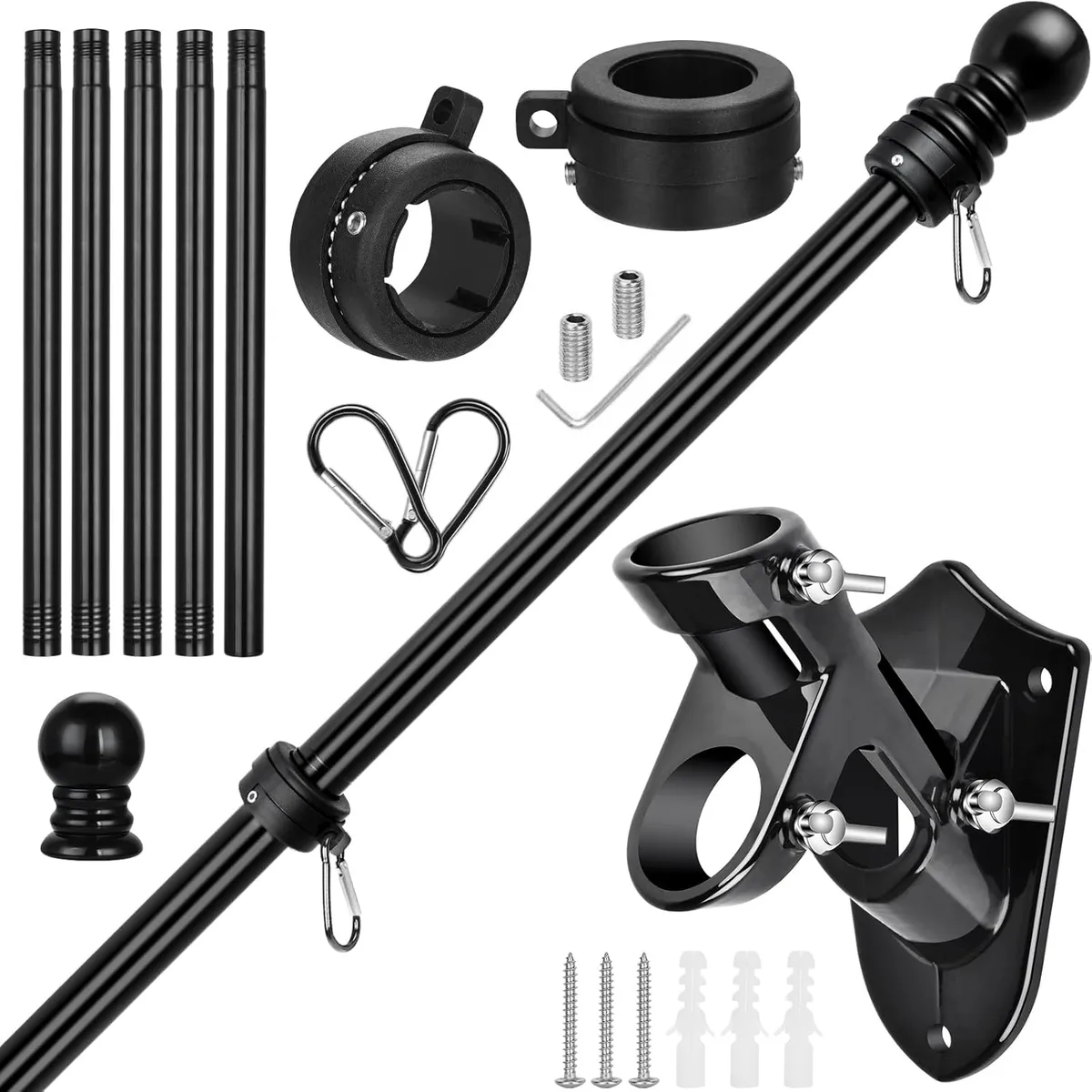 KUANGYE - Asta De Aluminio Para Banderas De 180cm Con Soporte