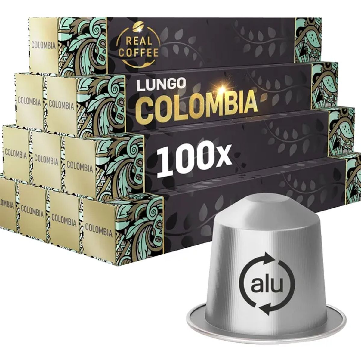 REAL COFFEE - 100 Cápsulas Compatibles Nespresso Colombia, Real Coffee