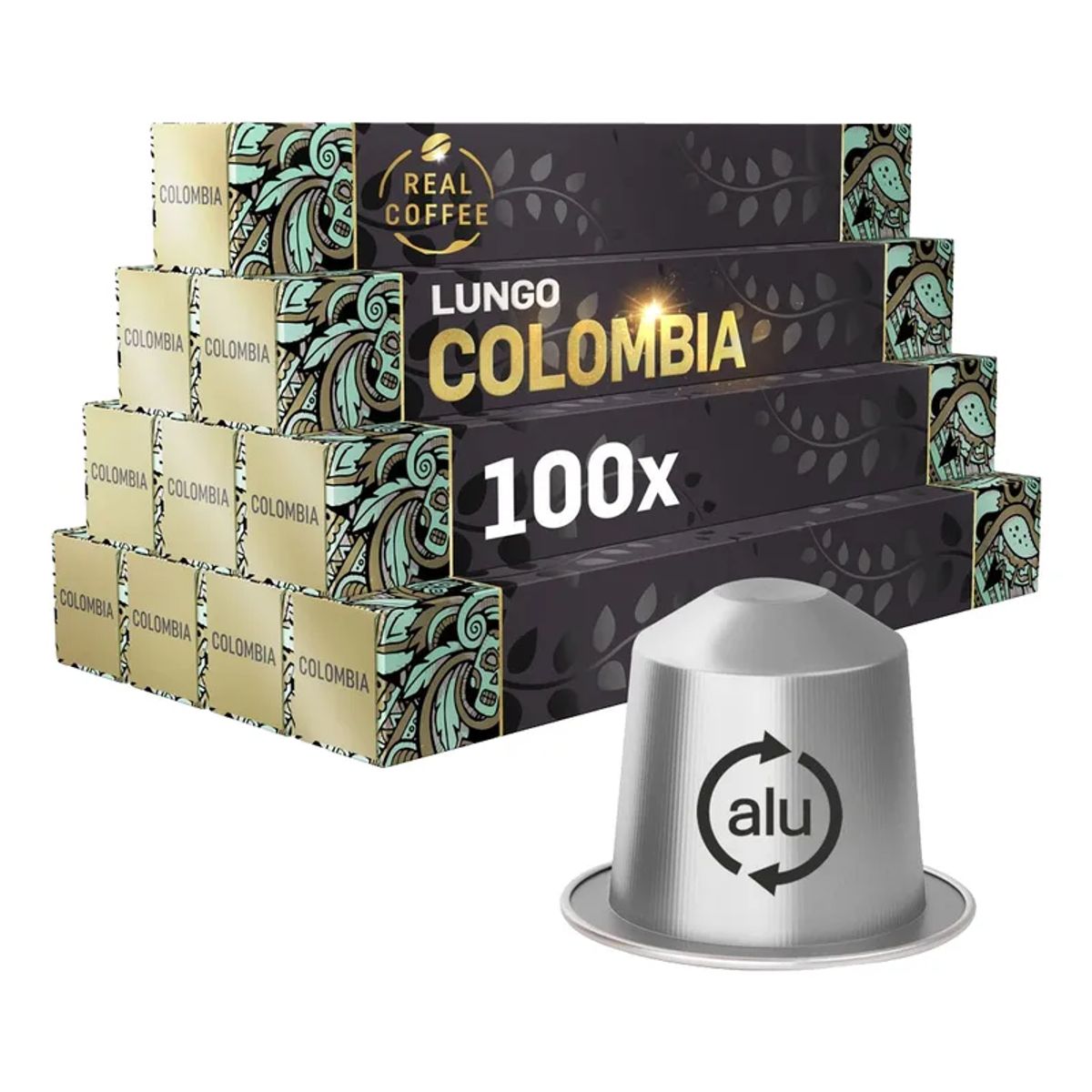 REAL COFFEE - 100 Cápsulas Compatibles Nespresso Colombia, Real Coffee