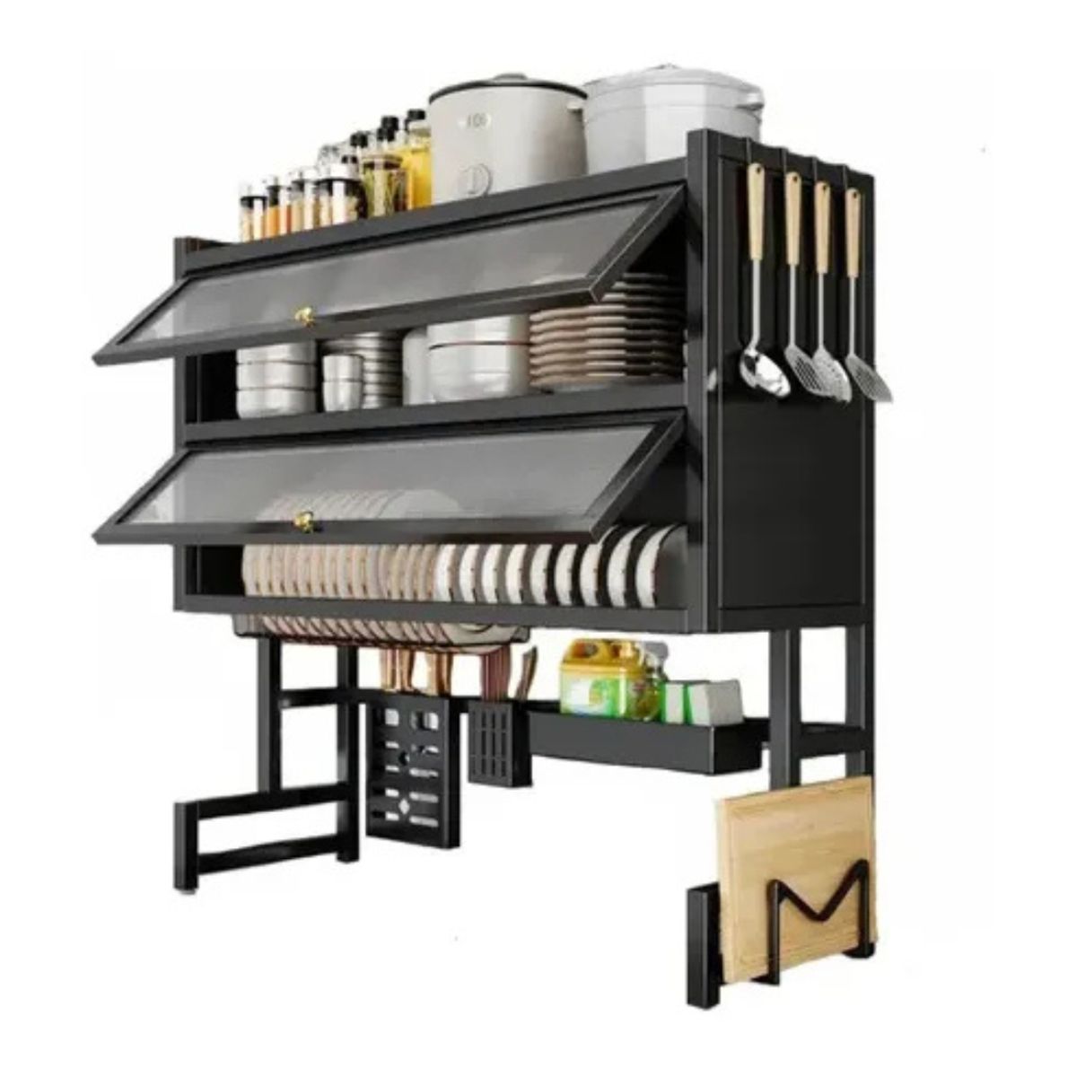 GENERICO - Escurridor Platos Fregadero Gabinete Multifuncion Negro 65-105 CM