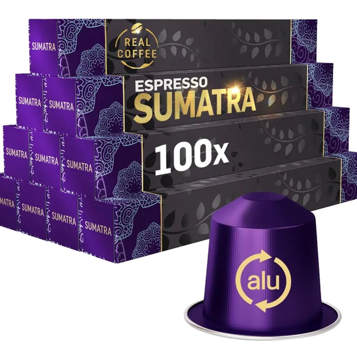 REAL COFFEE - 100 Cápsulas Compatibles Nespresso Sumatra, Real Coffee
