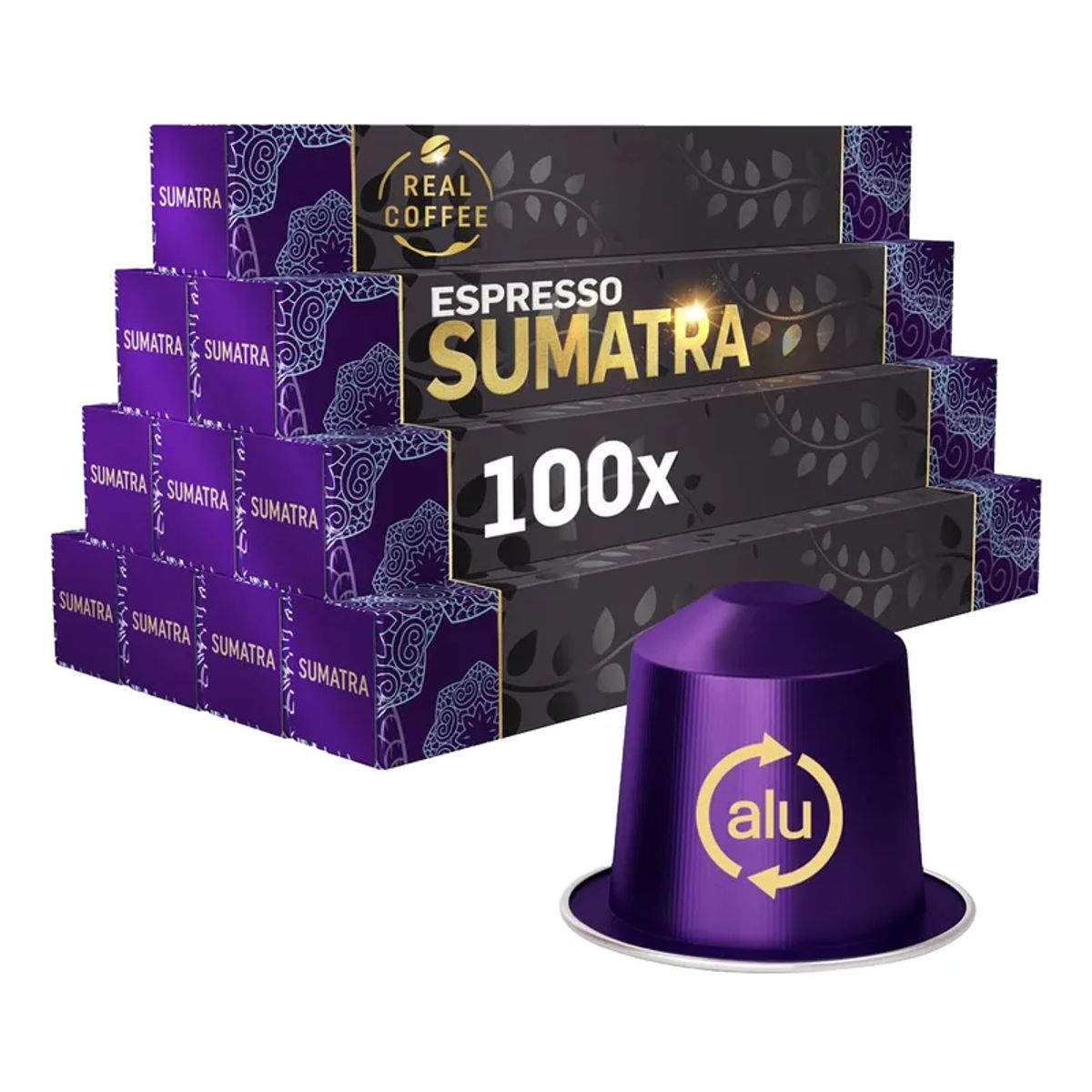 REAL COFFEE - 100 Cápsulas Compatibles Nespresso Sumatra, Real Coffee