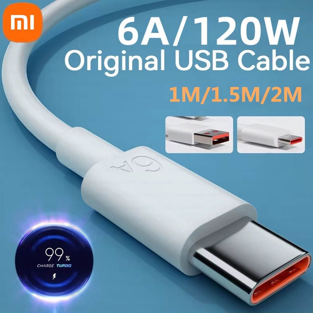 XIAOMI - Cable Xiaomi 6A USB A -TIPO C 33w-67w-120w 1.8 metros