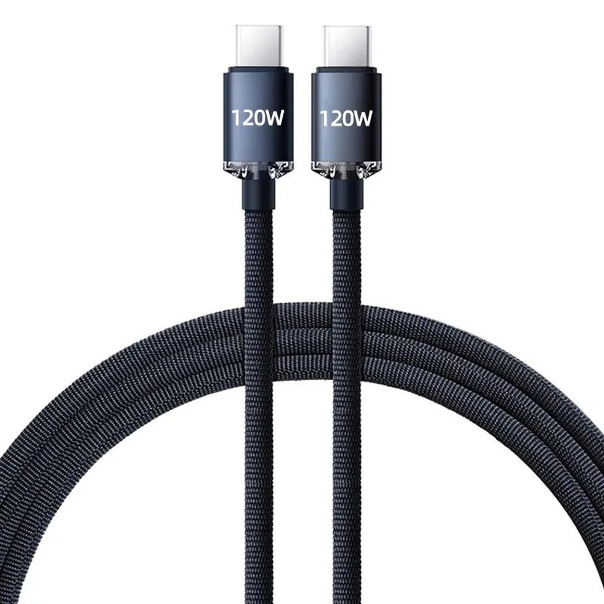 GENERICO - Cable Resistente Tipo C A C Carga Rápida 120w 1 Metro - Negro