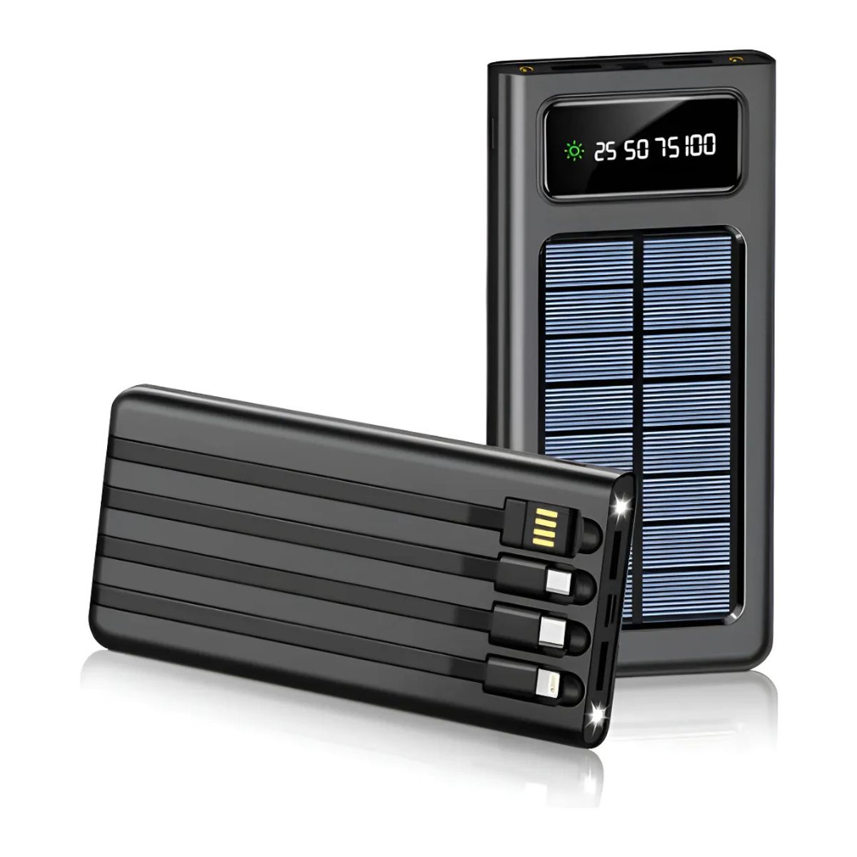 GENERICO - Cargador Portátil Solar Y Led 12000mah 3 Entradas 4 Salidas Blanco