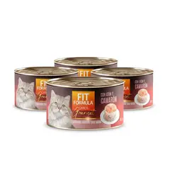 FIT FORMULA - 4x Alimento Humedo Gourmet Gatos Lomito de Atún y Camarón
