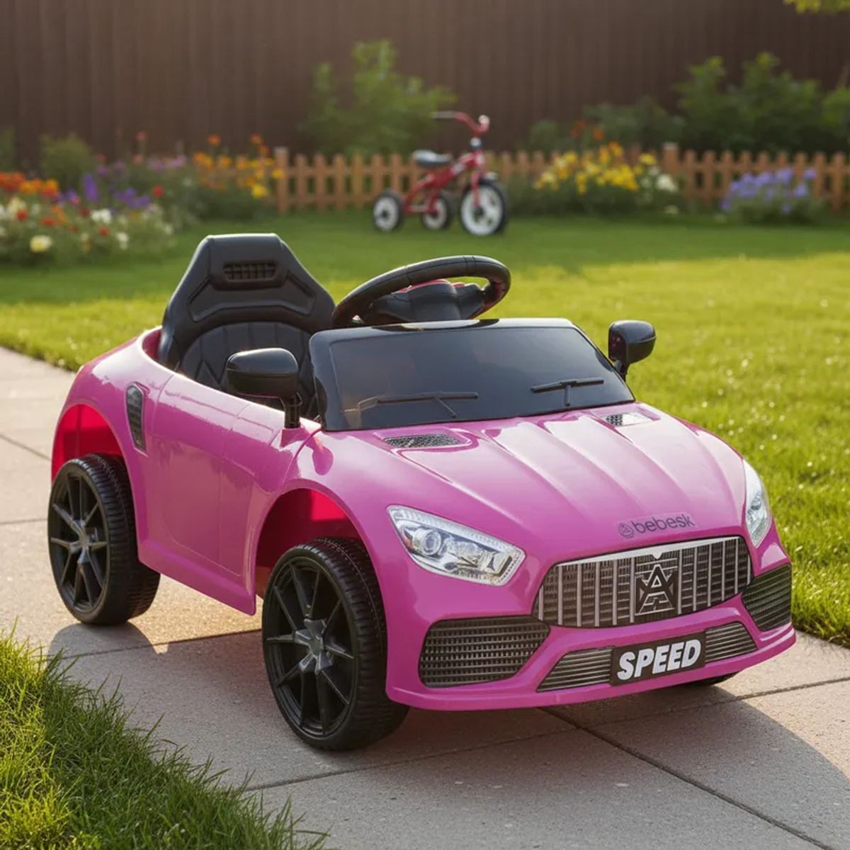 BEBESIT - Auto Eléctrico Meche Premium Niños Niñas Infantil Rosado