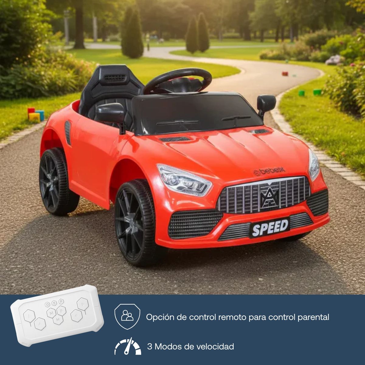 BEBESIT - Auto Eléctrico Meche Premium Niños Niñas Infantil Rojo