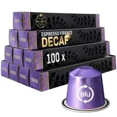 REAL COFFEE - 100 Cápsulas Compatibles Nespresso Firenze Descafeinado ,