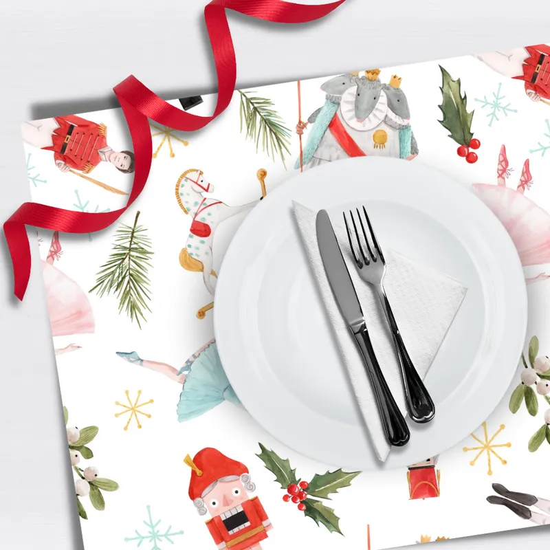 LAFANTINA - INDIVIDUALES DE PAPEL REUTILIZABLES NAVIDAD CASCANUECES