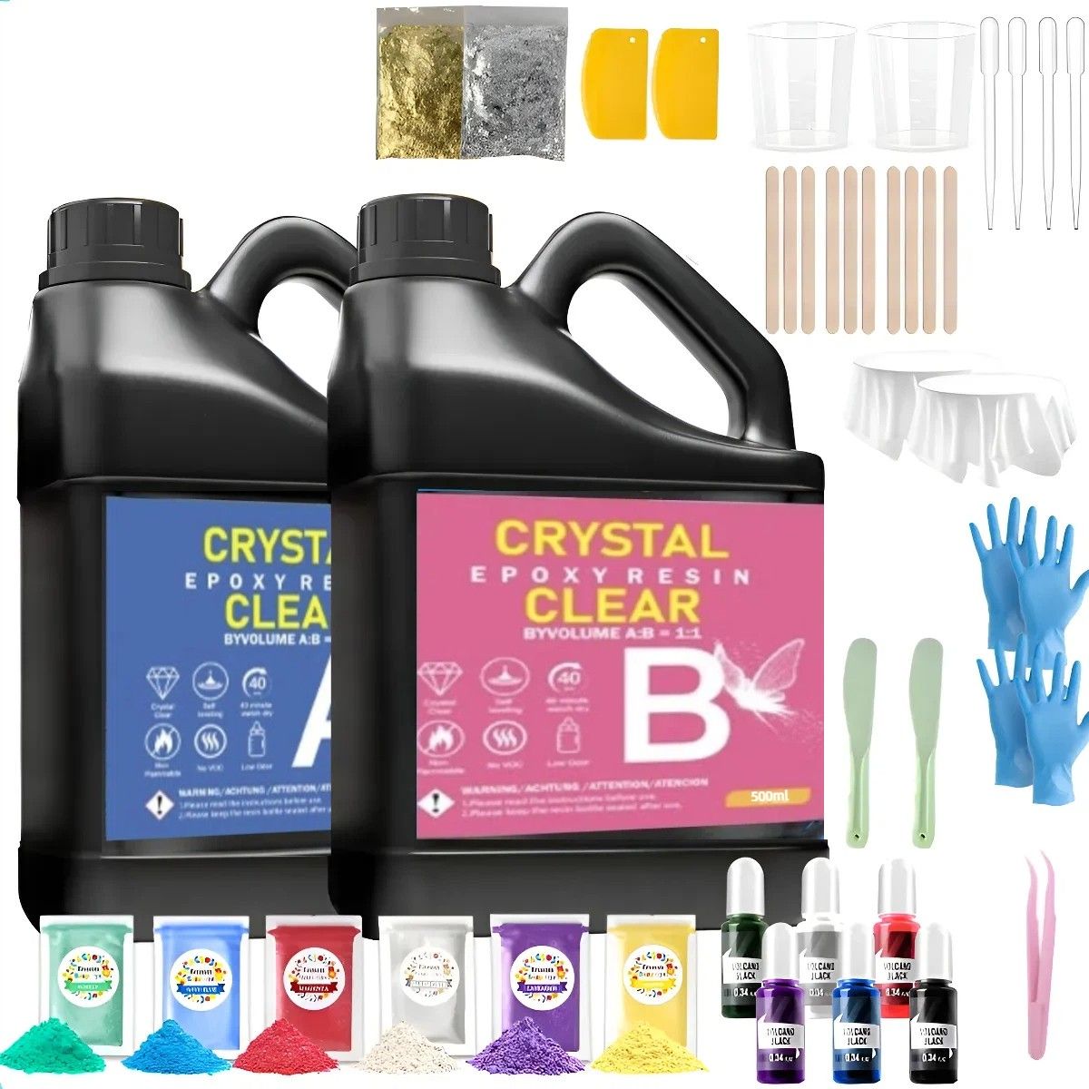 LUSDRIA - 1000ml Resina Epoxica Cristal 11 Con Pigmento Y Tinta