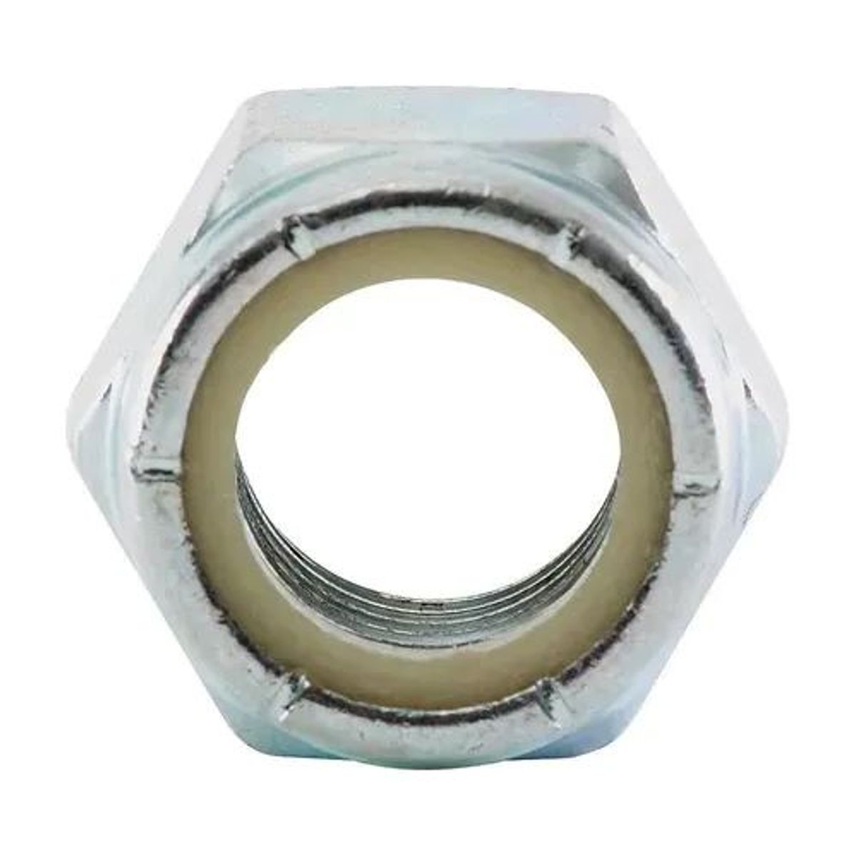 METALFER - Tuerca Hexagonal 1 /4 G2 Con Seguro Nylon Zn 100 Unidades