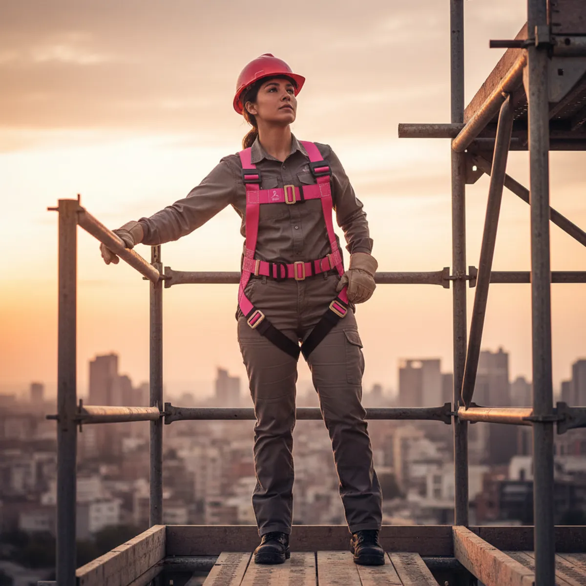 METALFER - Arnes De Seguridad 3 Argollas Estandar Ajustable Rosa