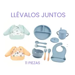 LA PEQUETERIA - Pack alimentación bebé 11 piezas con babero